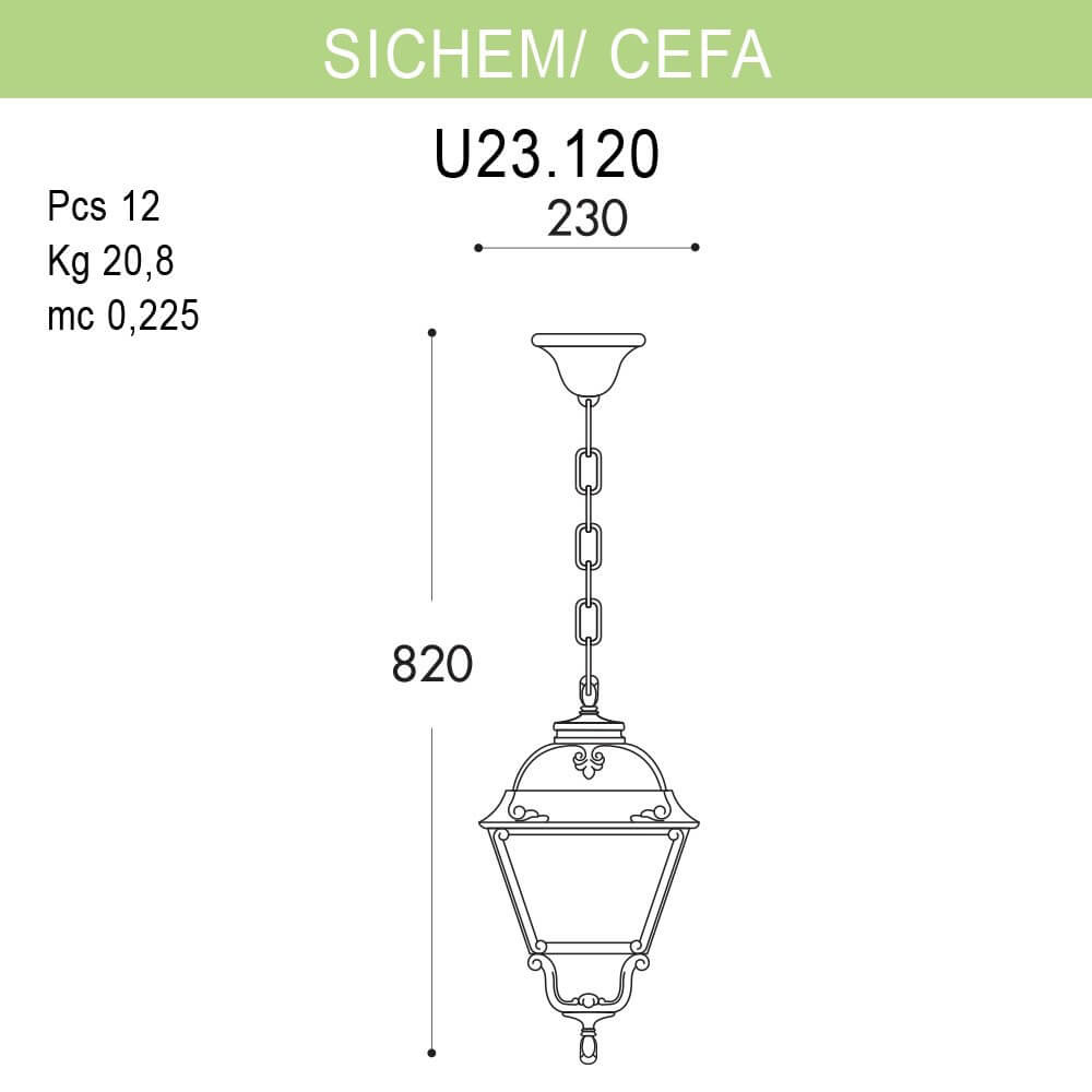 уличный подвесной светильник fumagalli sichem/cefa u23.120.000.axf1r