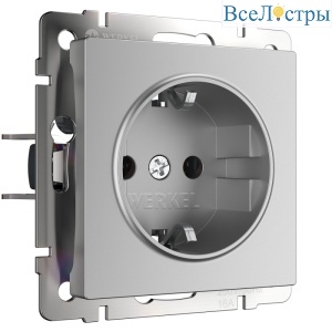 Розетка с заземлением Werkel серебряный W1171006 4690389157707 a050881