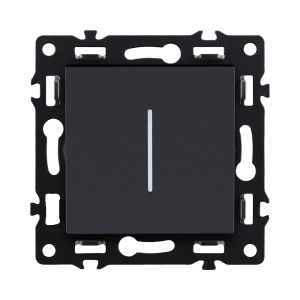 Выключатель кнопочный 1-клавишный 10А/250В с LED подсветкой, черный Kollinger Asthetik AS-012BK