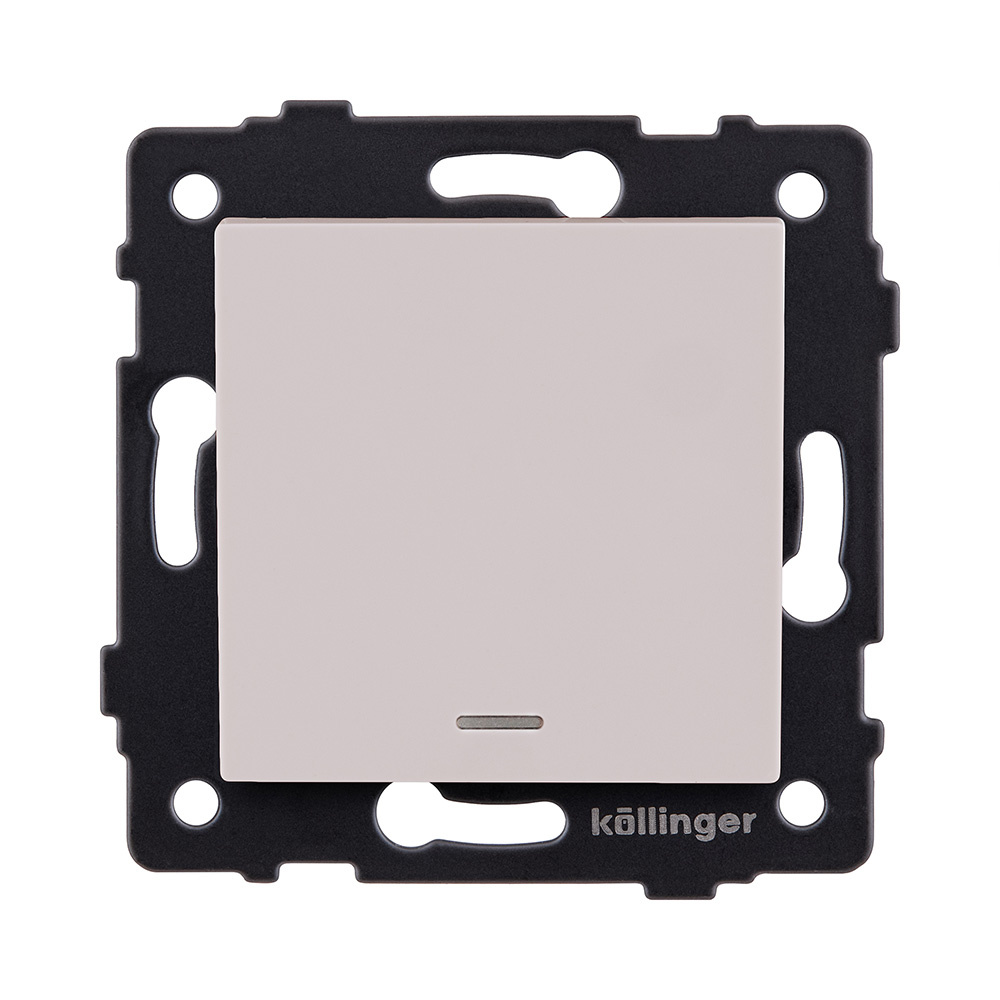 выключатель 1-клавишный 10а/250в с led подсветкой, кашемир матовый kollinger rea-s-002cm для aspekt, eleganz, reflex