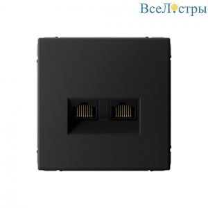 Розетка двойная компьютерная RJ45+RJ45, кат. 5е, механизм Systeme Electric ArtGallery Карбон GAL001085