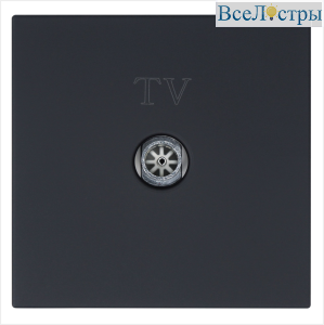 Розетка TV 9.5mm оконечная с накладкой, цвет Черный матовый (soft touch) Jasmart FD6001PBM