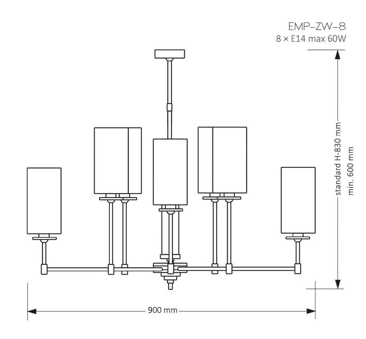 люстра на штанге kutek mood empoli emp-zw-8(n)