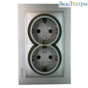 Розетка двойная с заземлением Mono Electric Despina антрацит 102-242404-120