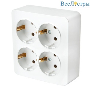 Розетка 4-местная 2P+PE Stekker София белый MST16-14S-01 49310