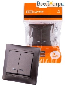 Выключатель двухклавишный с подсветкой Лама TDM Electric SQ1815-0505