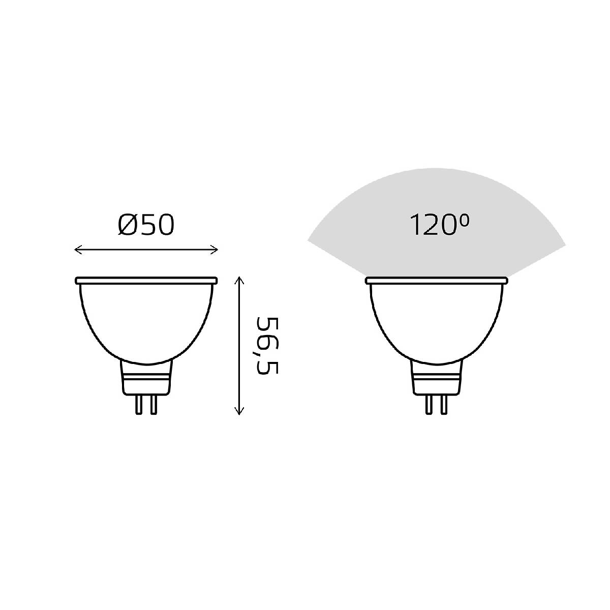 светодиодная лампа gauss basic gu5.3 5,5w 4100k 10135262t