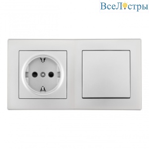 Выключатель одноклавишный с розеткой Arte Milano SET06-2-30-1-40-1 silver