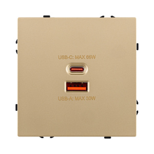 Розетка USB A+C 65W, золотой Kollinger Eclipse EC-024GD