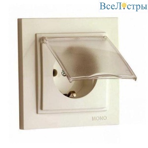 Розетка 2К+З Mono Electric Despina 16A 250V с крышкой винтовое подключение крем 102-170021-118