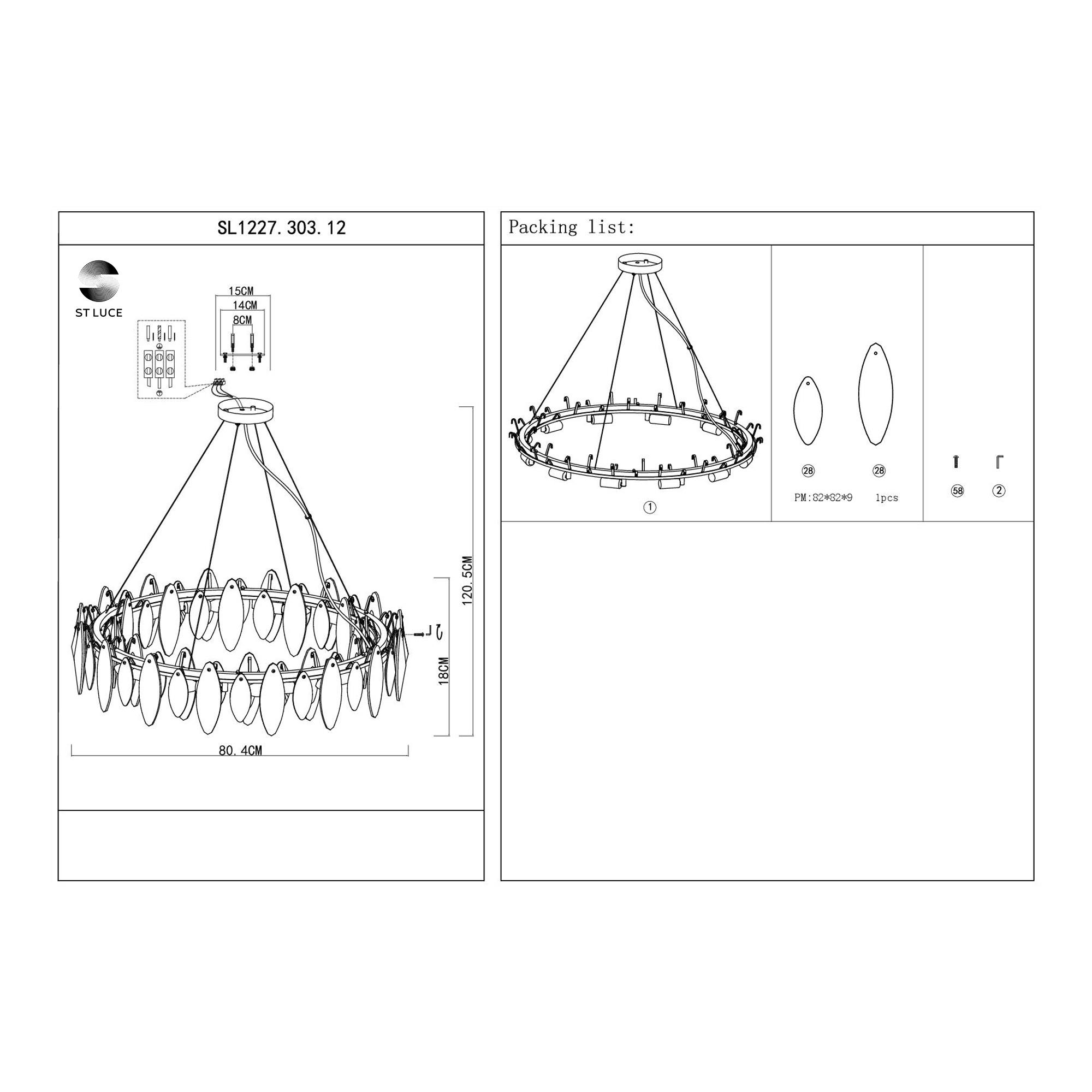 подвесная люстра st luce ancona sl1227.303.12