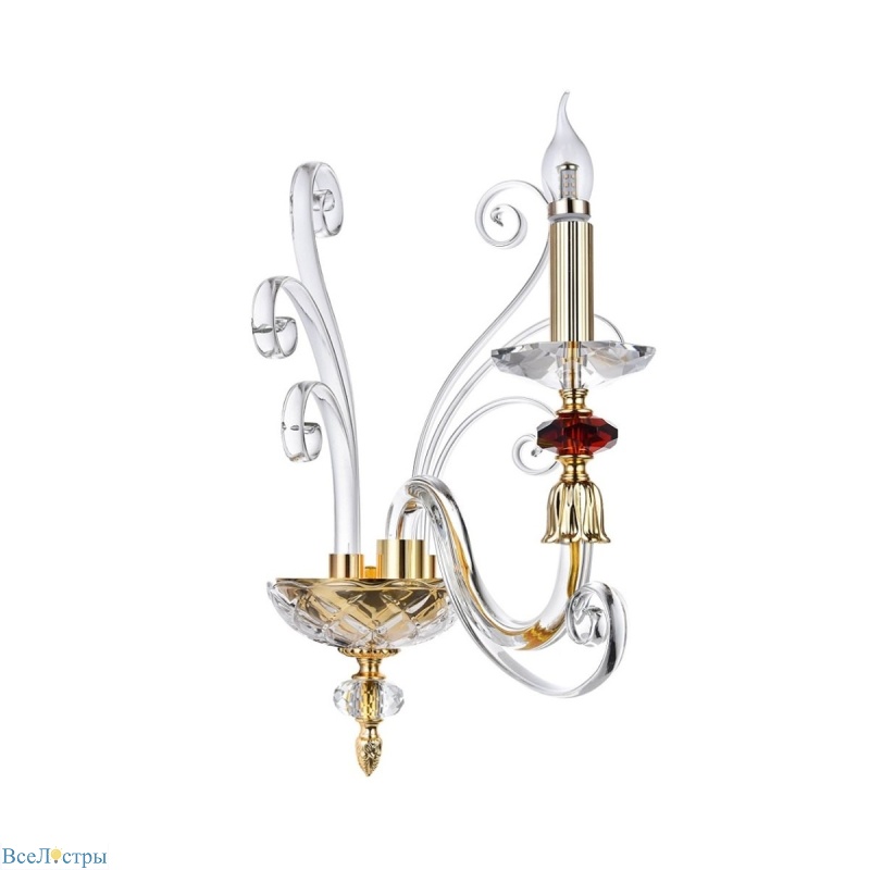 бра crystal lux catarina ap1 v2 gold/transparent-cognac