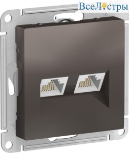 Розетка двойная компьютерная мокко RJ45+RJ45 Schneider Electric Atlas Design ATN000685