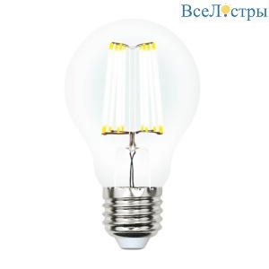 Лампа светодиодная филаментная (UL-00002626) Uniel E27 10W 4000K прозрачная LED-A60-10W/NW/E27/CL PLS02WH