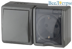 Блок розетка+выключатель Эра 11-7401-03 Б0020734