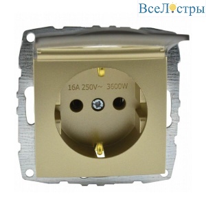 Розетка 2К+З Mono Electric Despina/ Larissa 16A 250V с крышкой винтовое подключение титан 500-002221-118