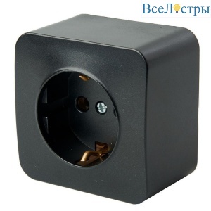 Розетка 2P+PE Stekker София черный матовый MST16-11-05 49494