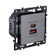 розетка usb a+c 65w, серый kollinger asthetik as-024gy